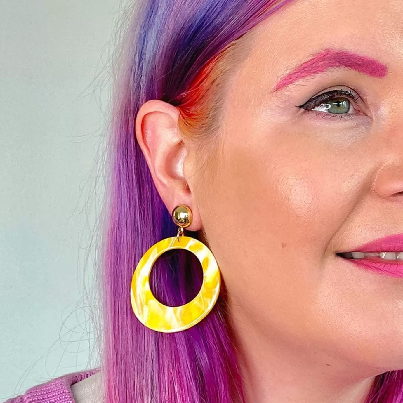 Erstwilder Statement Marble Resin Circle Drop Earrings - Yellow* Essential Earrings
