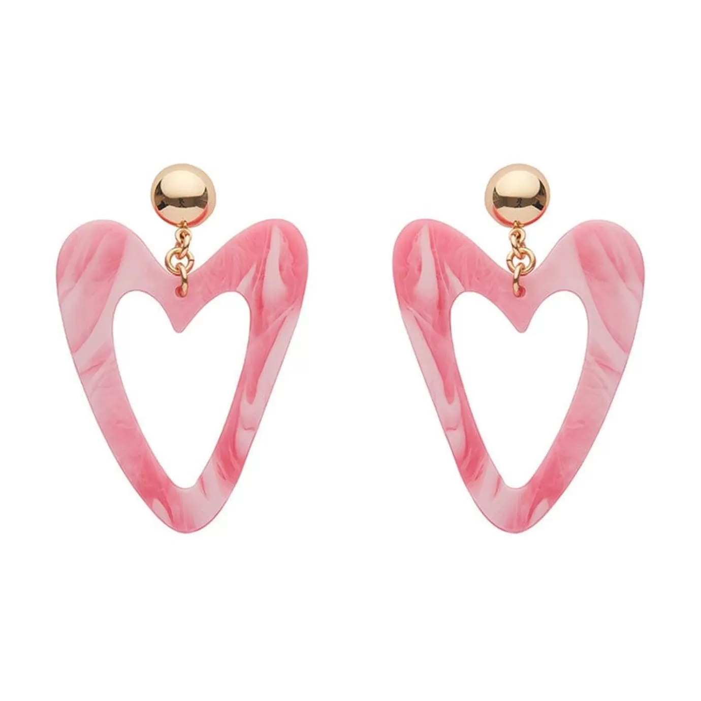 Erstwilder Statement Marble Resin Heart Drop Earrings - Pink* Essential Earrings