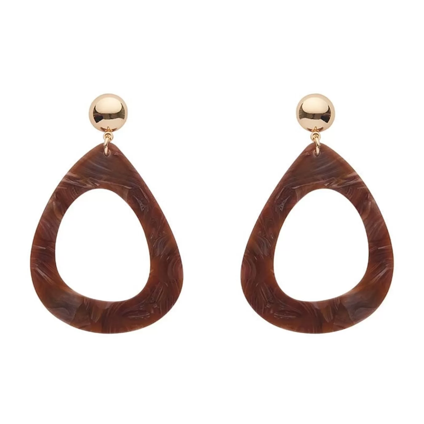 Erstwilder Statement Marble Resin Tear Drop Earrings - Brown* Essential Earrings