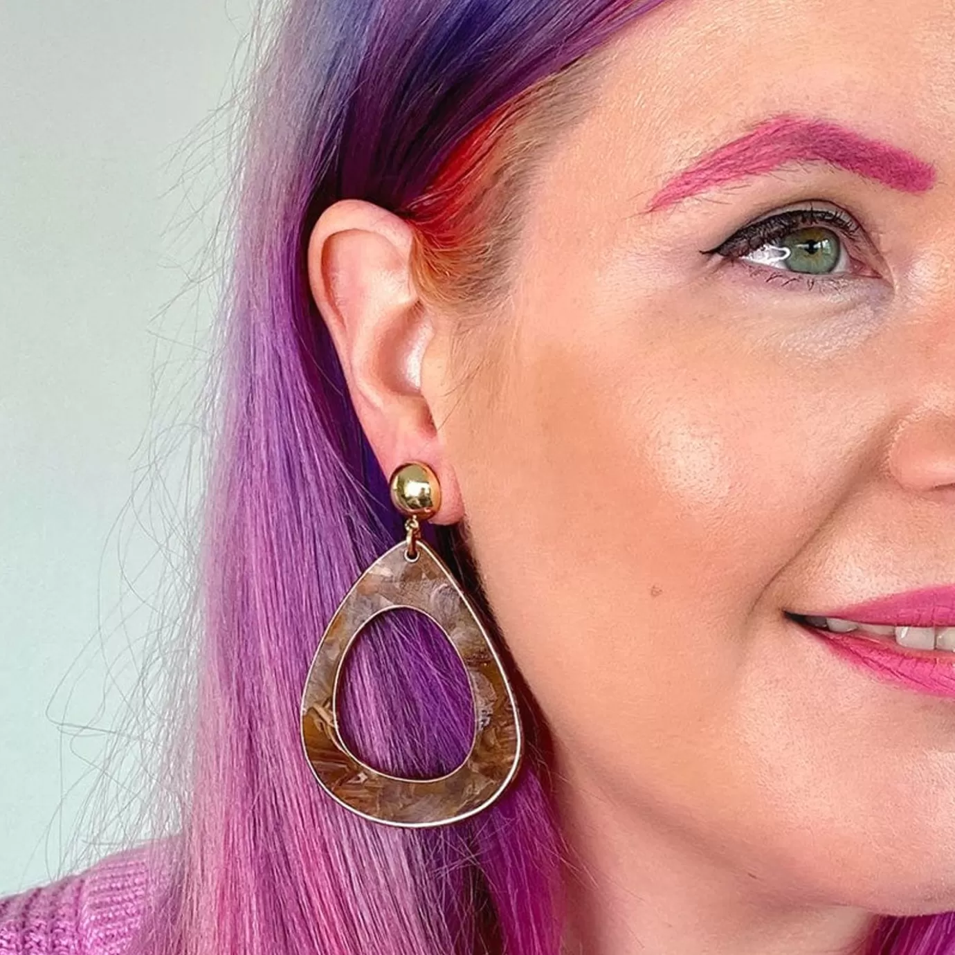 Erstwilder Statement Marble Resin Tear Drop Earrings - Brown* Essential Earrings