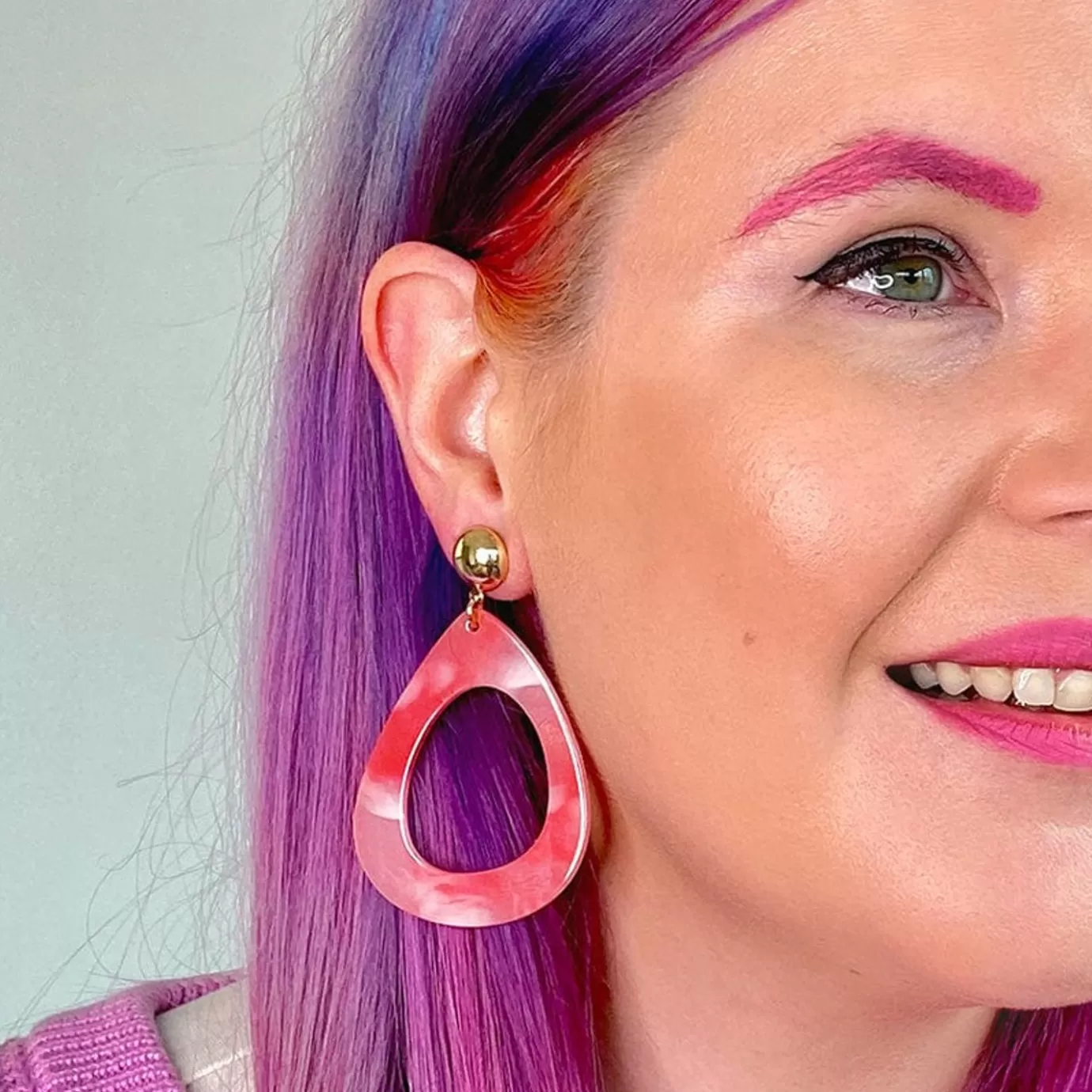 Erstwilder Statement Marble Resin Tear Drop Earrings - Coral* Essential Earrings