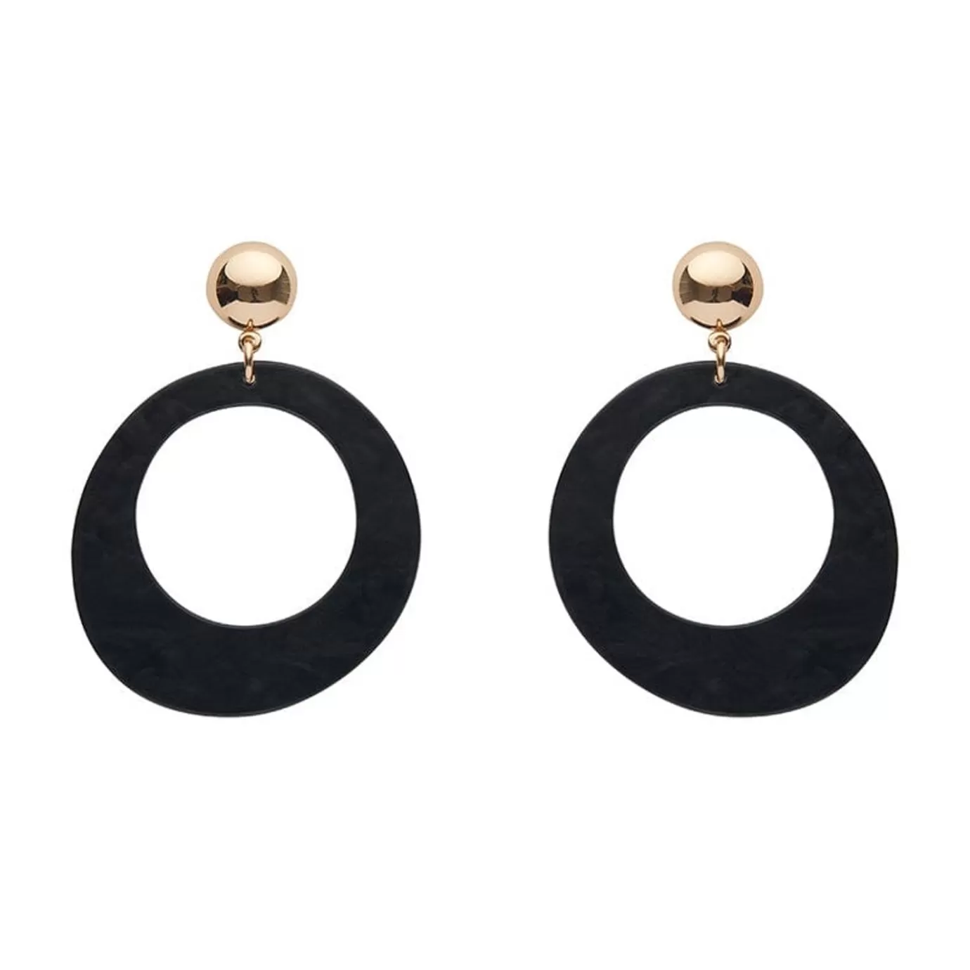 Erstwilder Statement Ripple Resin Circle Drop Earrings - Black* Essential Earrings