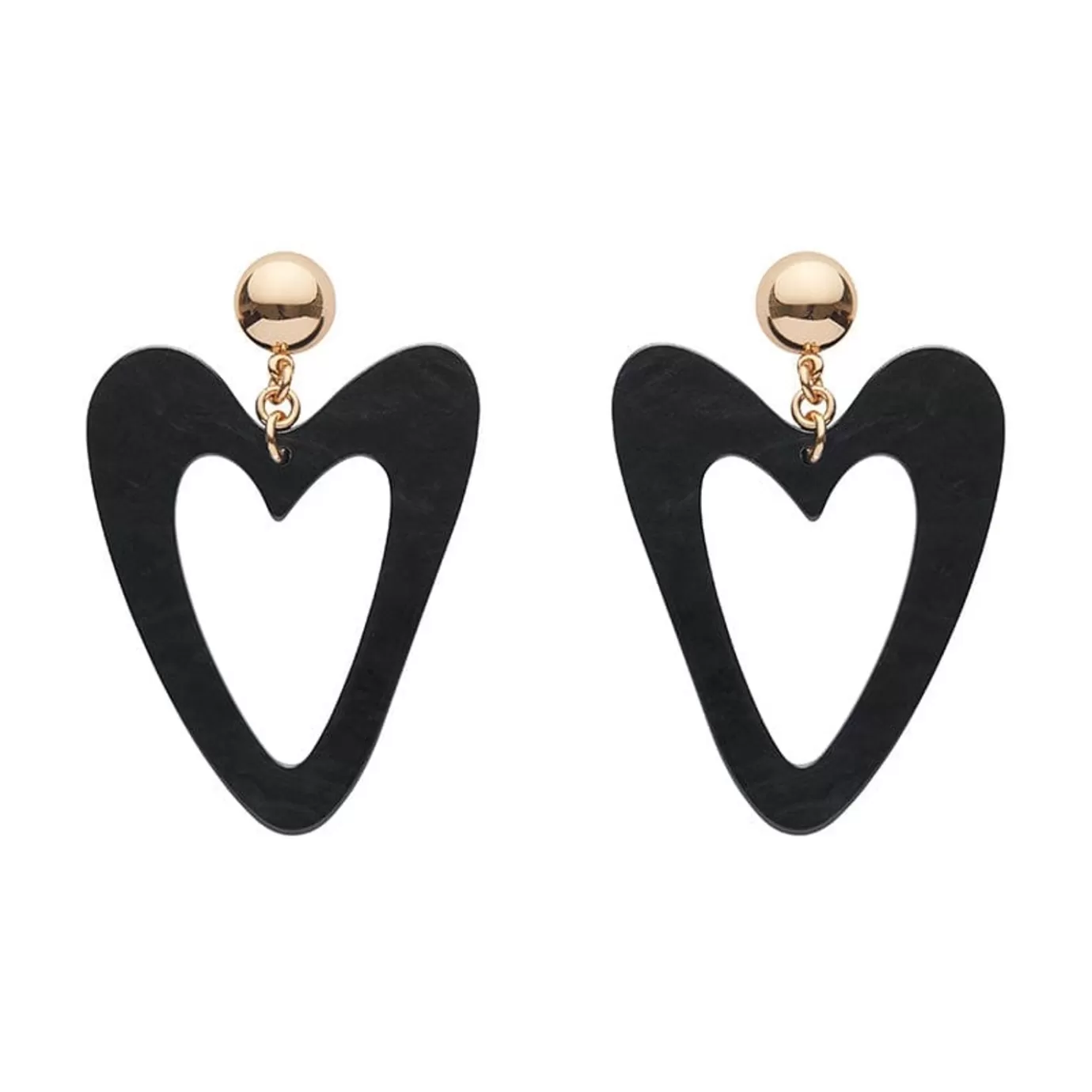 Erstwilder Statement Ripple Resin Heart Drop Earrings - Black* Essential Earrings