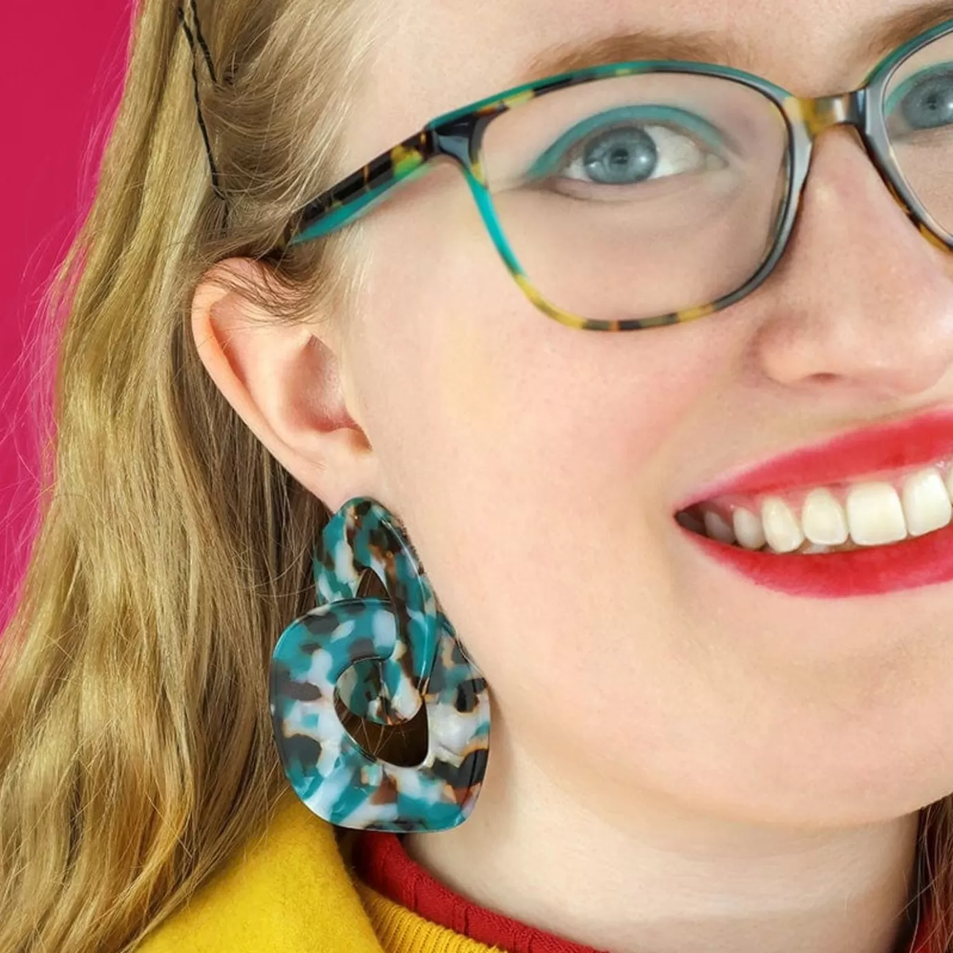 Erstwilder Statement Tort Chunky Chain Earrings - Blue* Essential Earrings