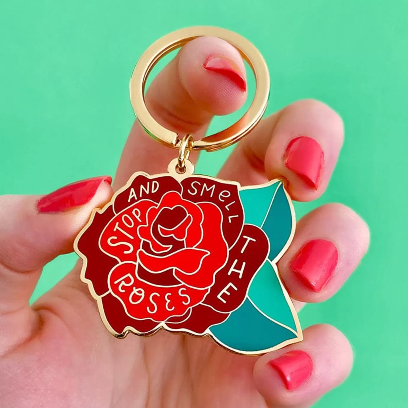Erstwilder Stop And Smell The Roses Enamel Key Charm* Enamel Key Rings