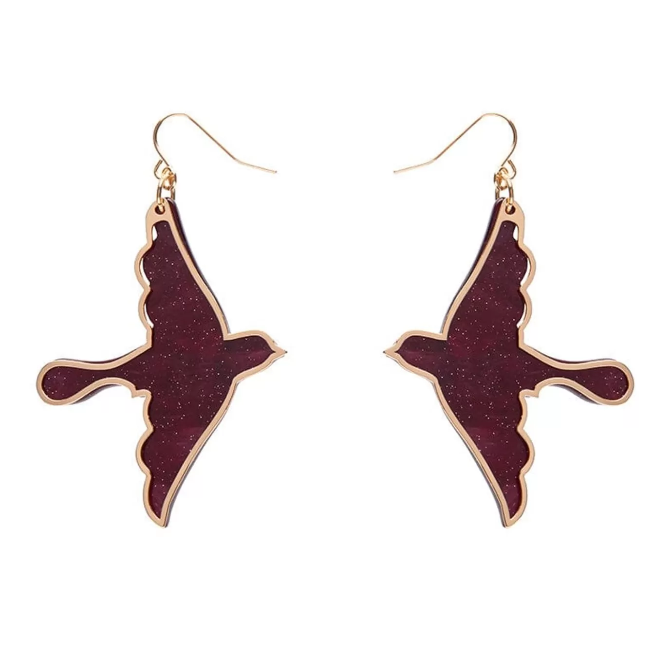 Erstwilder Swallow Ripple Glitter Resin Drop Earrings - Burgundy* Essential Earrings