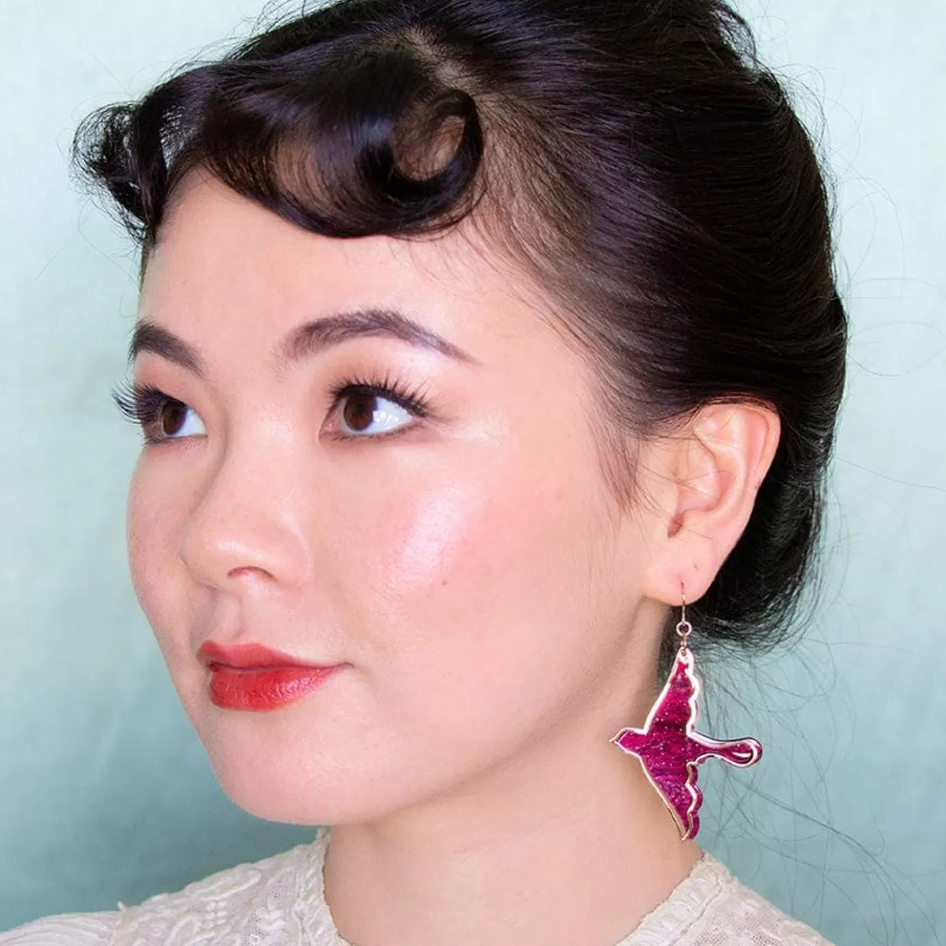 Erstwilder Swallow Ripple Glitter Resin Drop Earrings - Burgundy* Essential Earrings