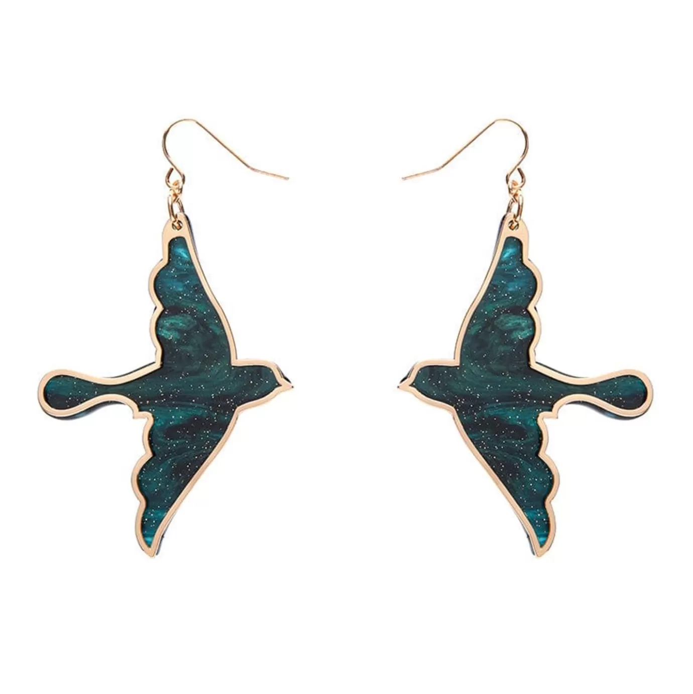 Erstwilder Swallow Ripple Glitter Resin Drop Earrings - Green* Essential Earrings