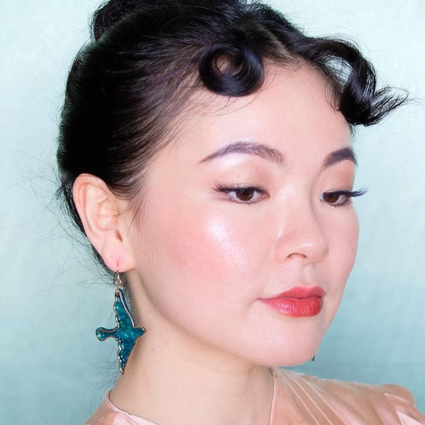 Erstwilder Swallow Ripple Glitter Resin Drop Earrings - Green* Essential Earrings