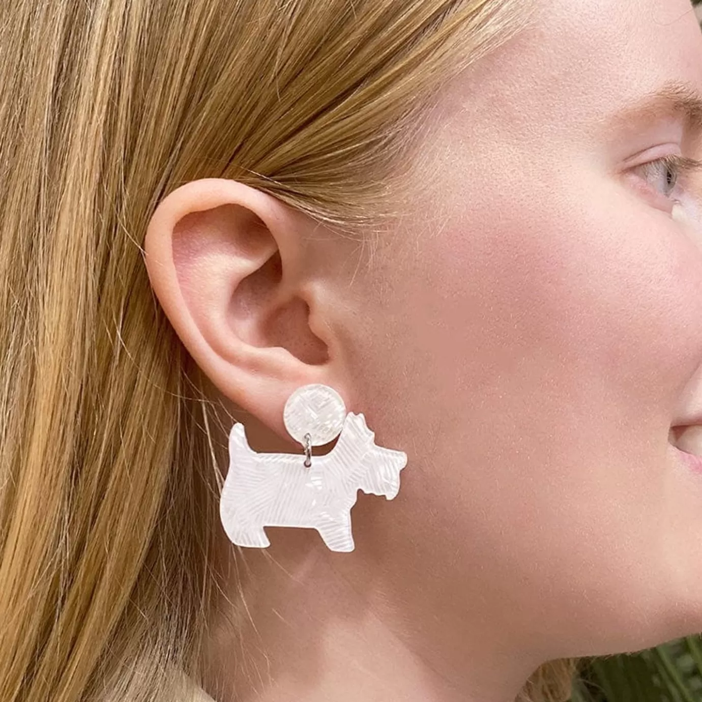 Erstwilder Terrier Textured Resin Drop Earrings - White* Essential Earrings