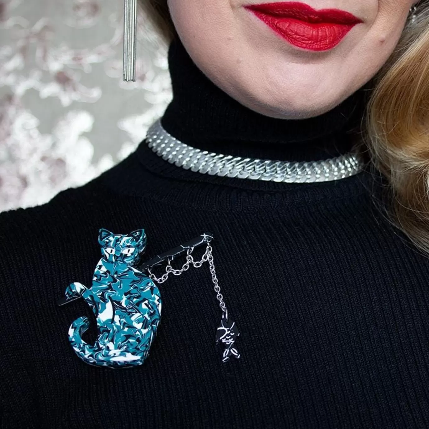 Erstwilder The Famous Fishing Cat Brooch* Brooches