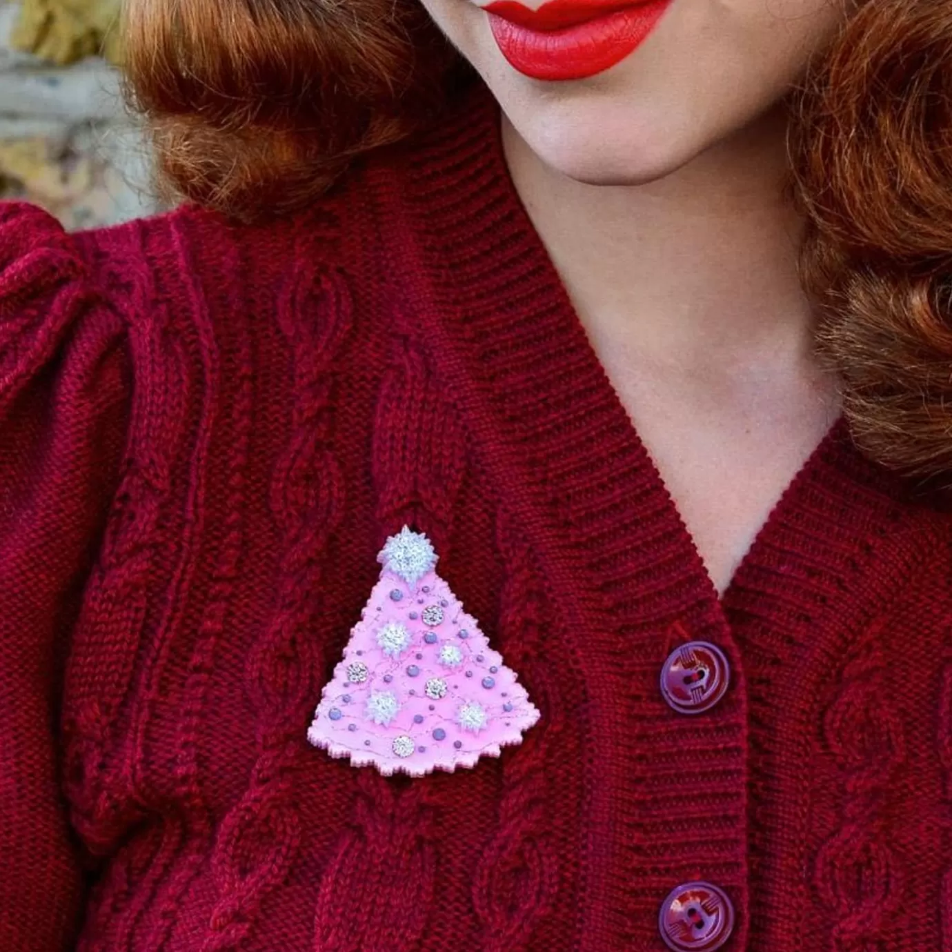 Erstwilder The Night Before Pink-Mas Brooch* Brooches
