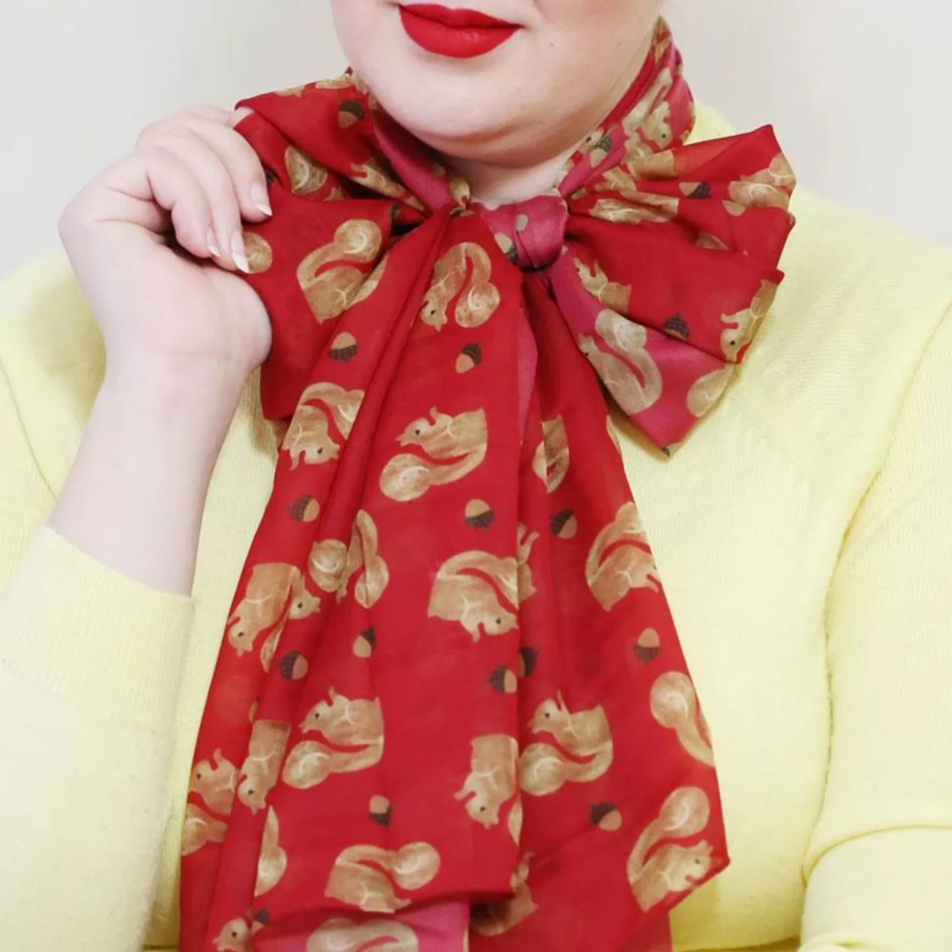 Erstwilder The Satisfied Squirrel Large Neck Scarf* Scarves