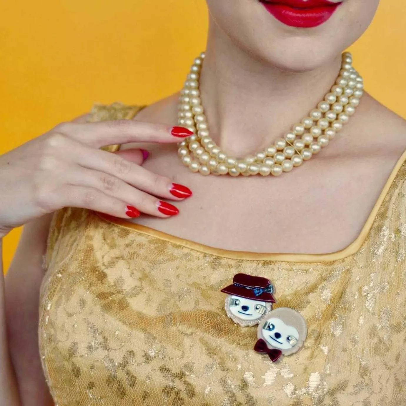 Erstwilder The Slothertons Double Brooch* Brooches