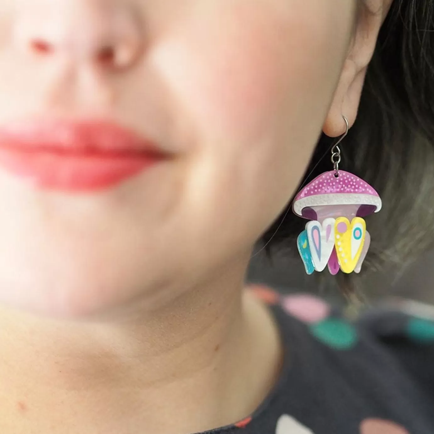 Erstwilder The Whimsical White Spotted Jellyfish Drop Earrings* Earrings