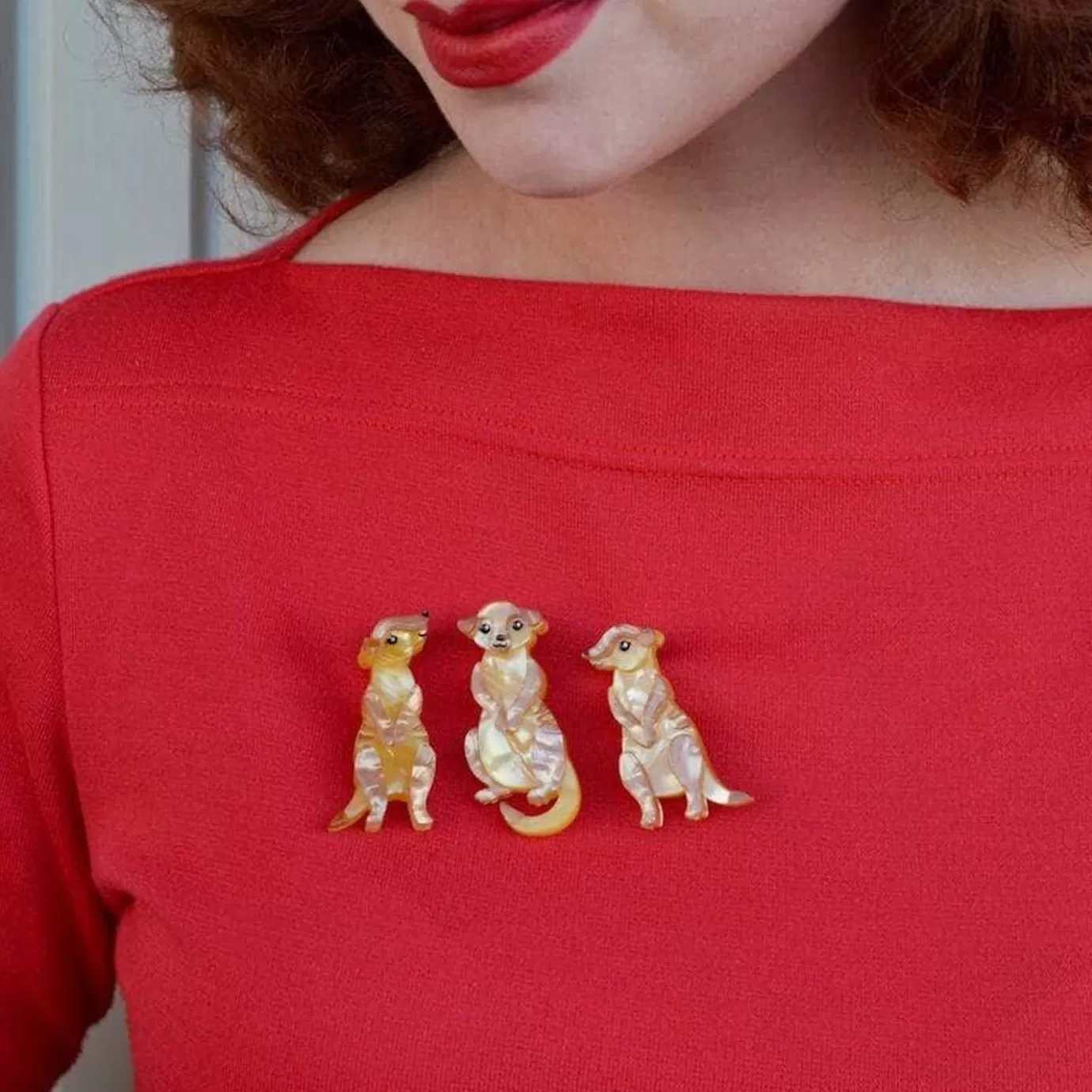 Erstwilder Three'S A Manner Meerkat Brooch Set* Brooches