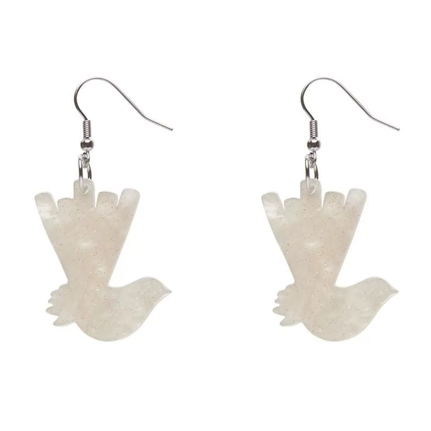 Erstwilder Wagtail Ripple Glitter Resin Drop Earrings - Cream* Essential Earrings